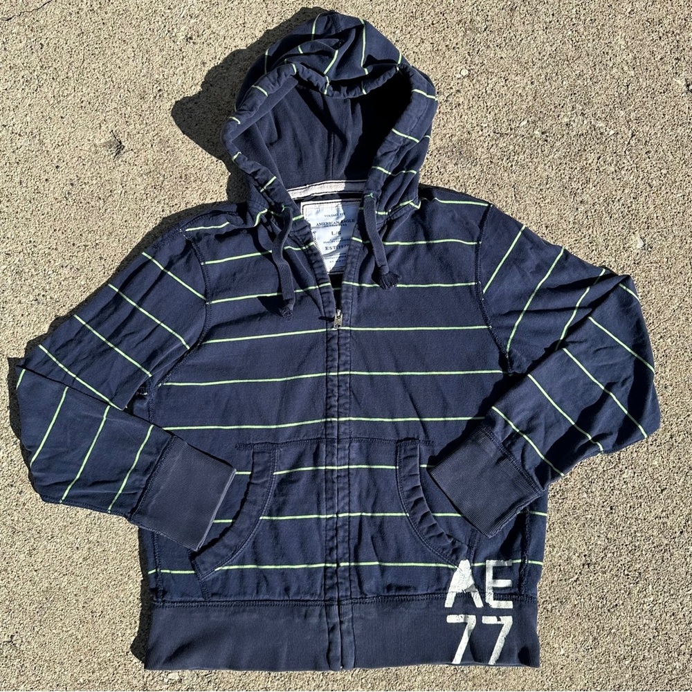 Y2K Vintage fit American Eagle striped full zip skater grunge jacket